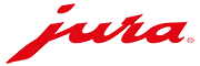 Rød og hvit "exite kaffemaskin"-logo med stilisert skrift, med en feiende understreking og en blank effekt.